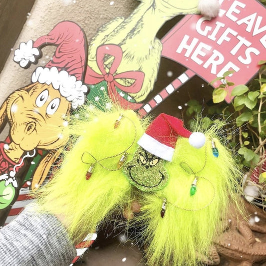 Green Christmas Grouch MB Bow